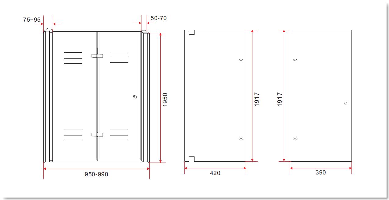 Nisdeur Vouwdeur Lijntekening 95-99 cm